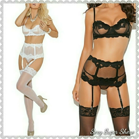 SALE!🆕Sexy Lingerie 4 piece set Lace Embroidery Black - Picture 5 of 8